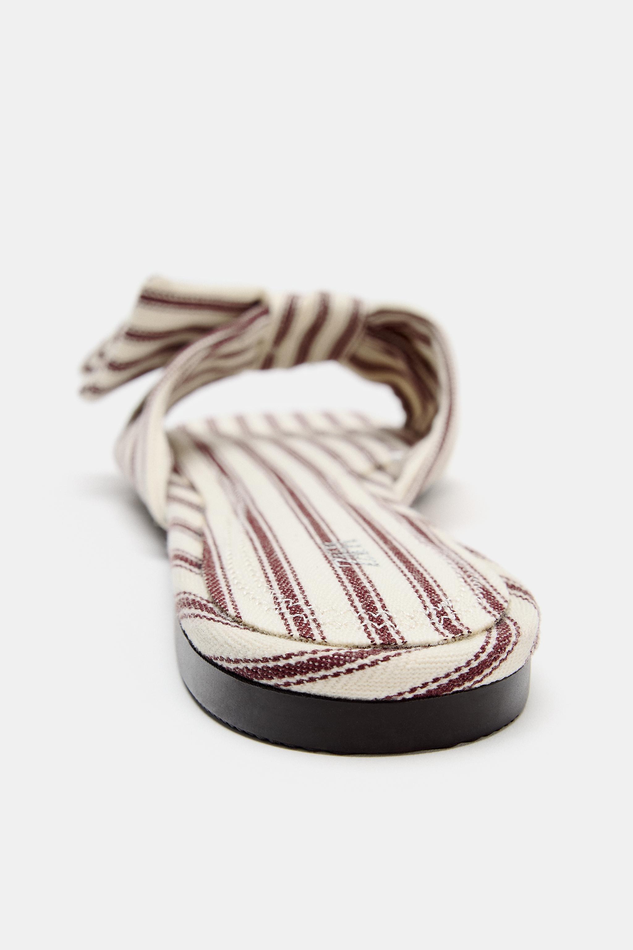 STRIPED FLAT SLIDE SANDALS